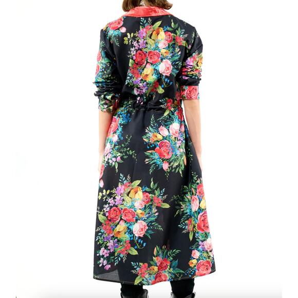 NWT ARATTA Zinnia Shirt Dress - Black Floral with Velvet Collar - Size M - Picture 4 of 4